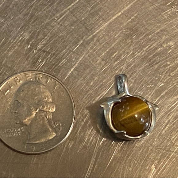 Dolphin tiger eye  sphere pendant sterling 925 - Picture 8 of 8